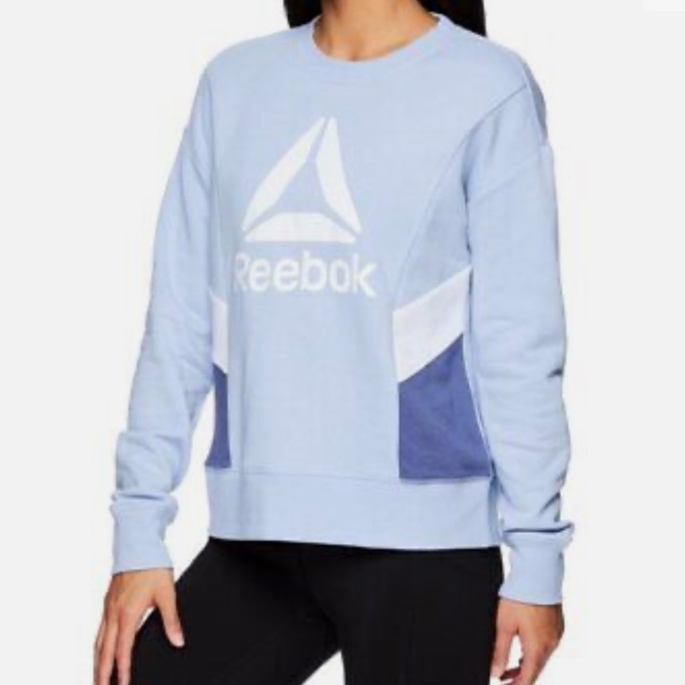 Reebok Color Block Crewneck Sweater Blue and White